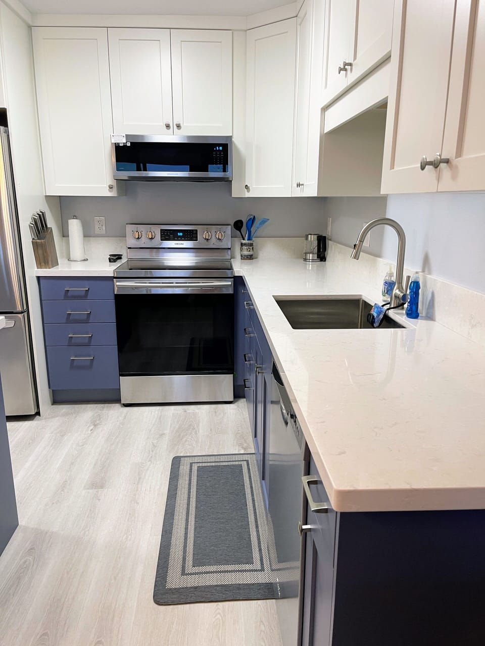 Ocean-inspired cabinets and new, slim microwave