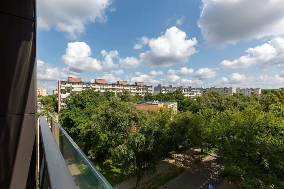 The view from the balcony over the neighborhood.