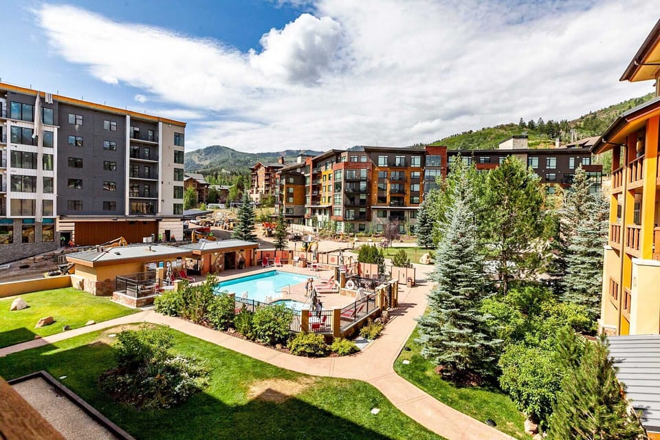 Outdoor heated pool, hot tub, and  fire pit