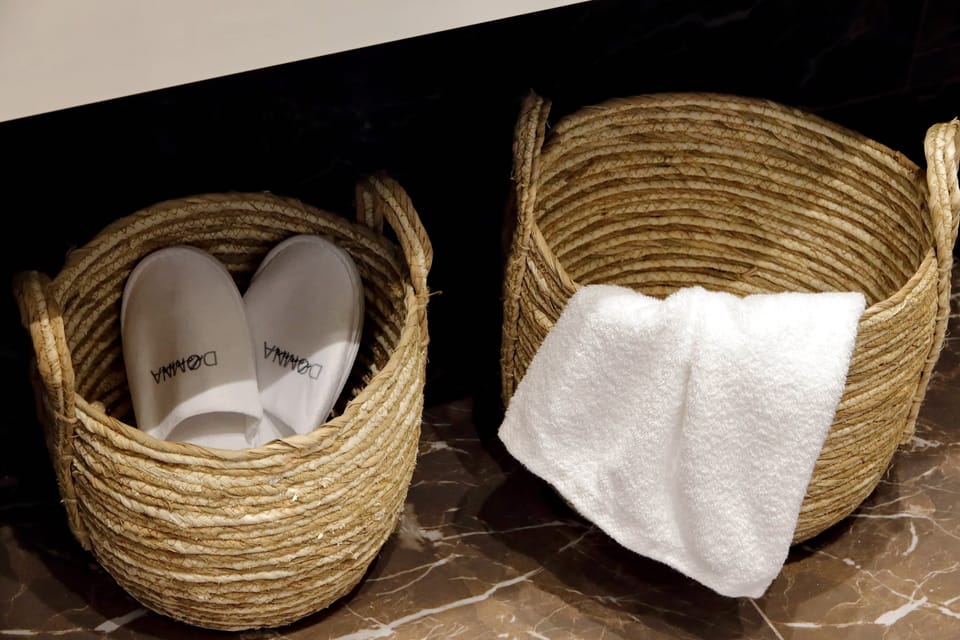Deluxe Double Room, 1 King Bed | Bathroom | Shower, rainfall showerhead, designer toiletries, hair dryer