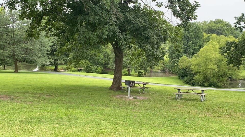 There's also a barbecue grill by the lake.