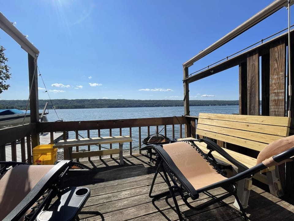 View of the lake on the Anti Gravity chairs!