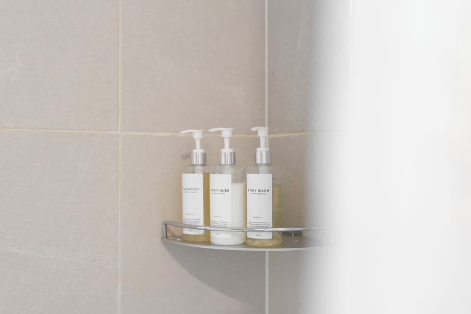 Hair dryer, bathrobes, slippers, bidet