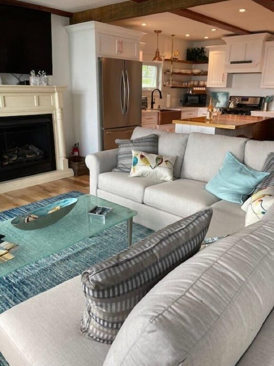 Open floor plan, living room, kitchen area~