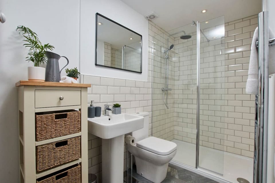 Modern bathroom with large shower
