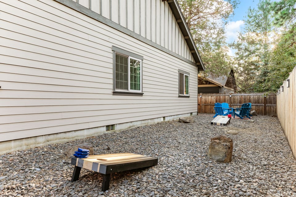 Custom built cornhole boards available for guest use.
