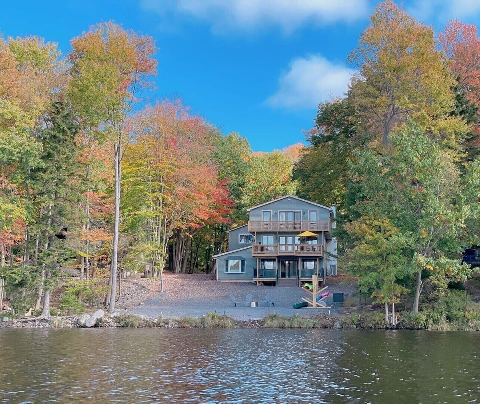 Back yard view of the triple decks during the fall. 