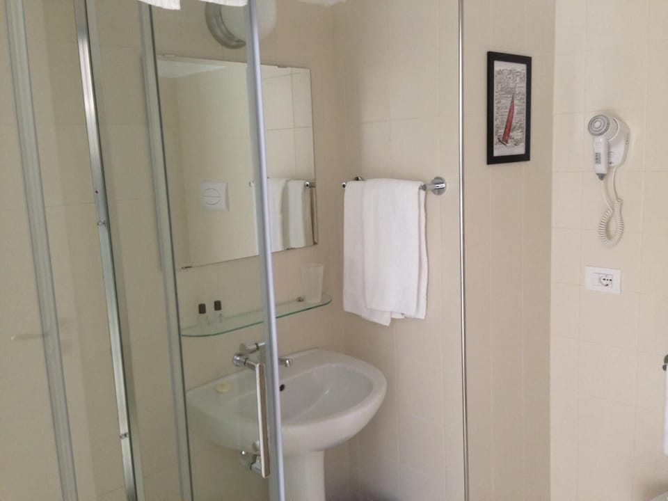 Shower, free toiletries, hair dryer, bidet