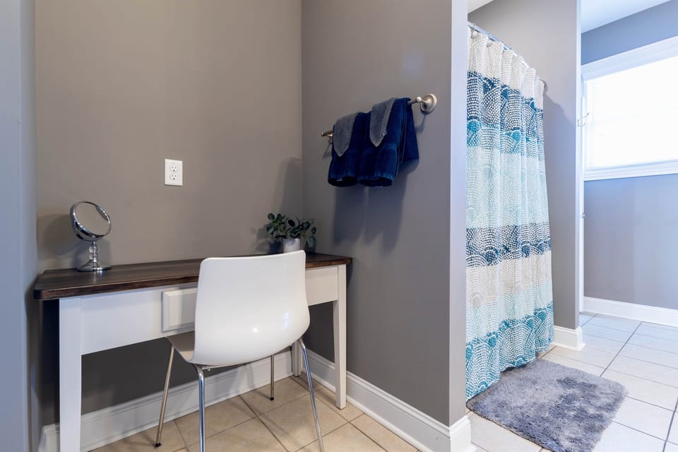 Do your makeup in the master at the vanity