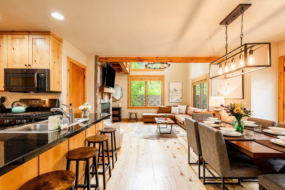 Great room with hardwood floors