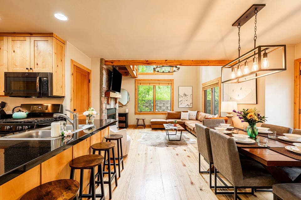 Great room with hardwood floors