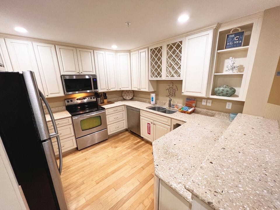 View of the well appointed kitchen