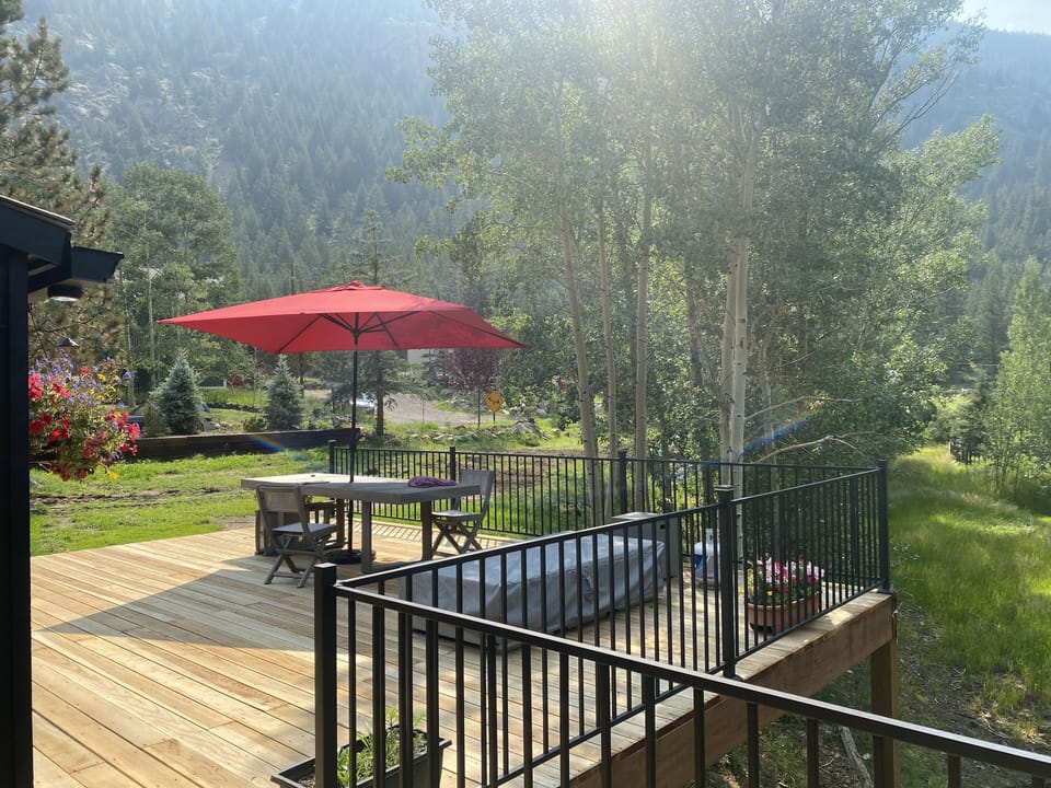 Deck wraps around house