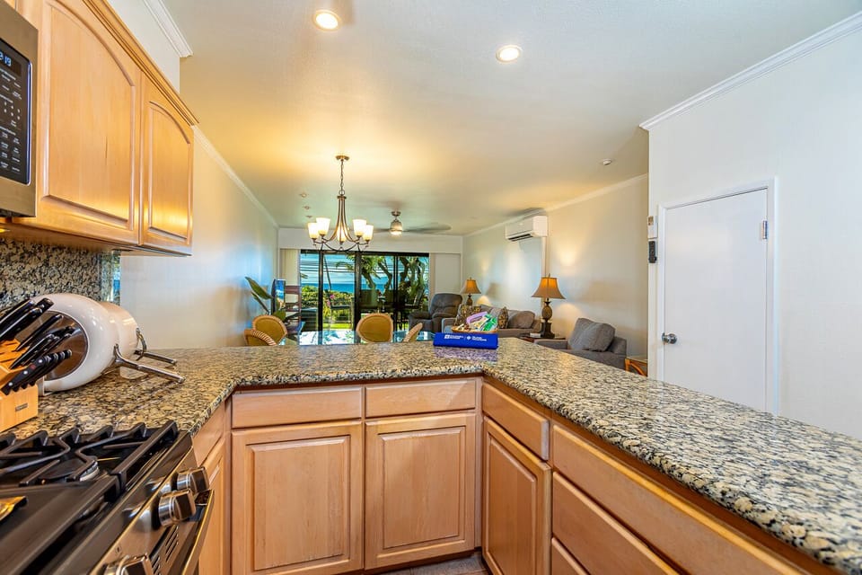 Kitchen is stocked with everything you need to prep a meal