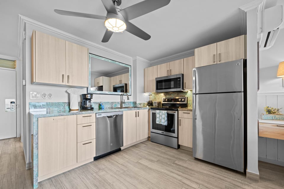 Natural wood cabinetry