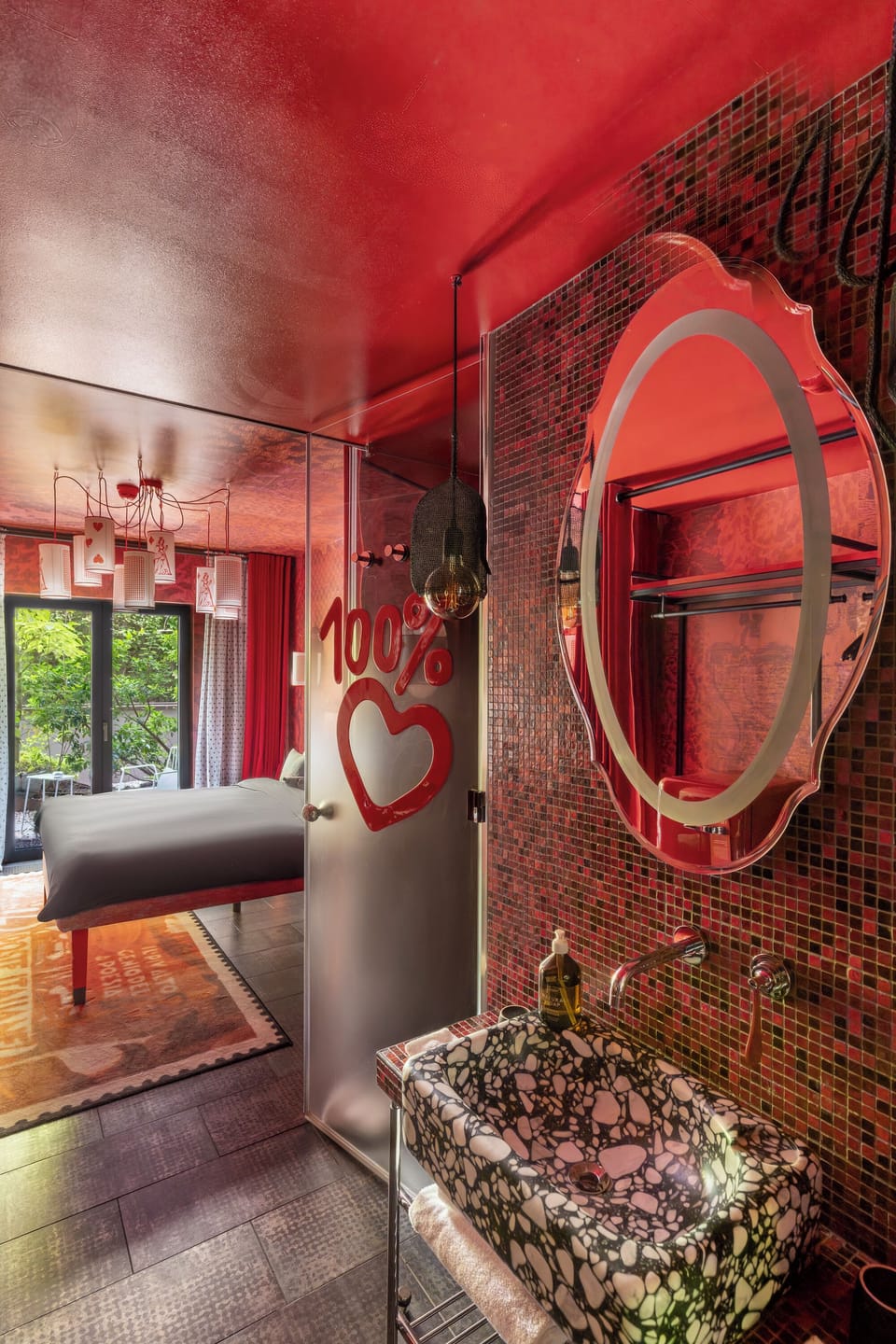 Large Rosso with private Garden | Bathroom | Shower, rainfall showerhead, hair dryer, towels
