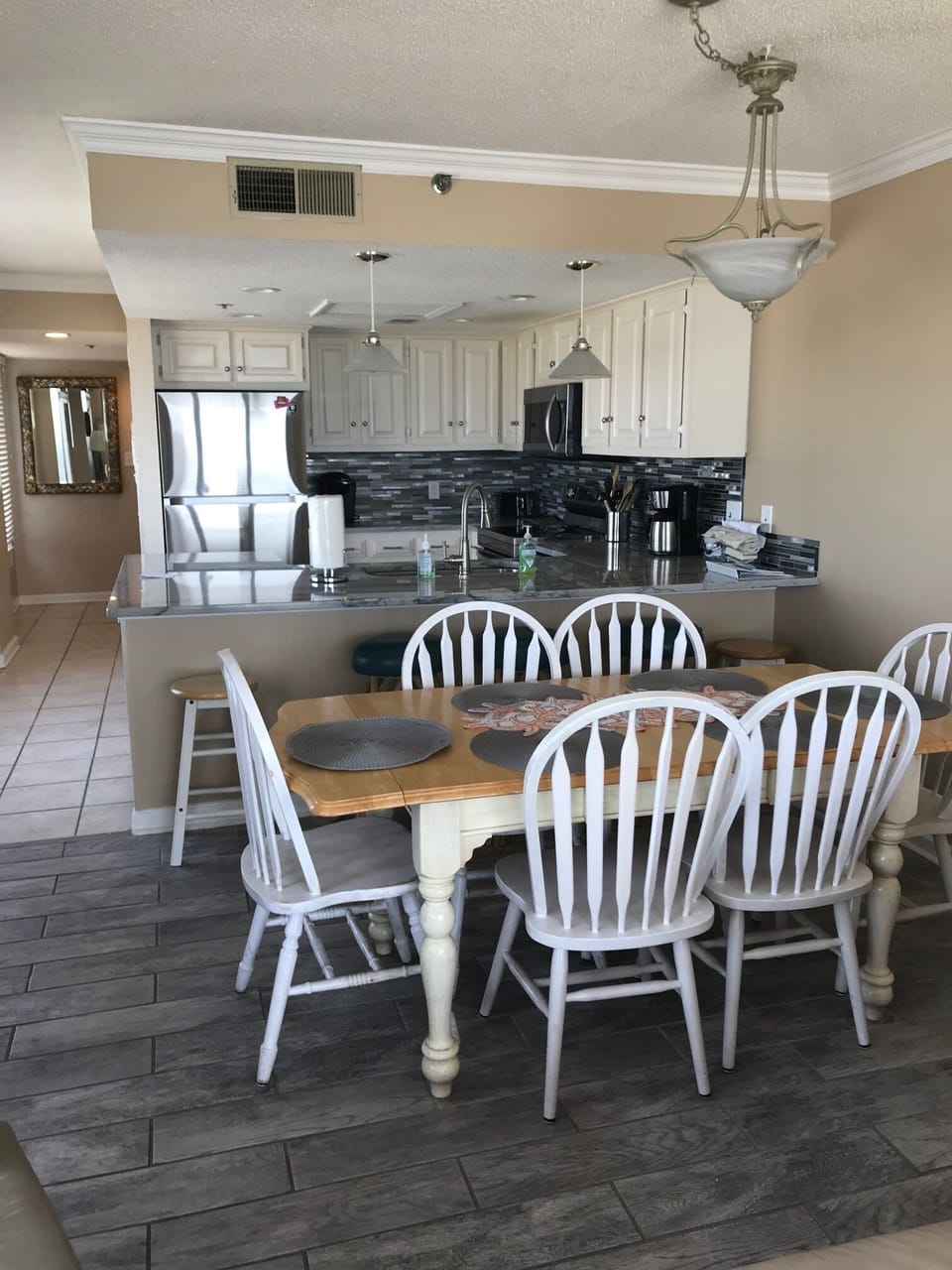 View from the living room (old dining set has been replaced)