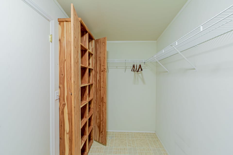Master closet with cedar shelving