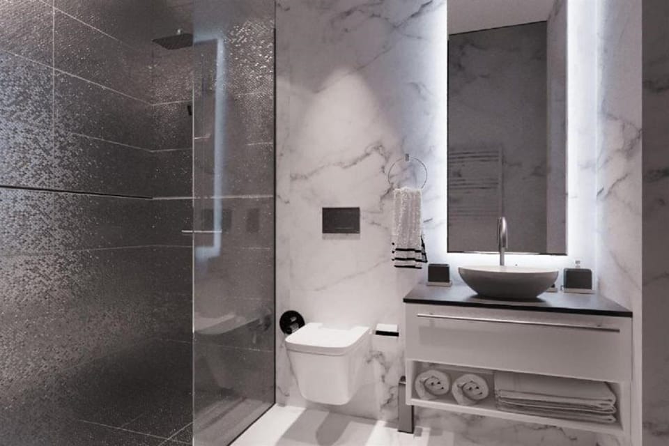 Hair dryer, slippers, bidet, towels