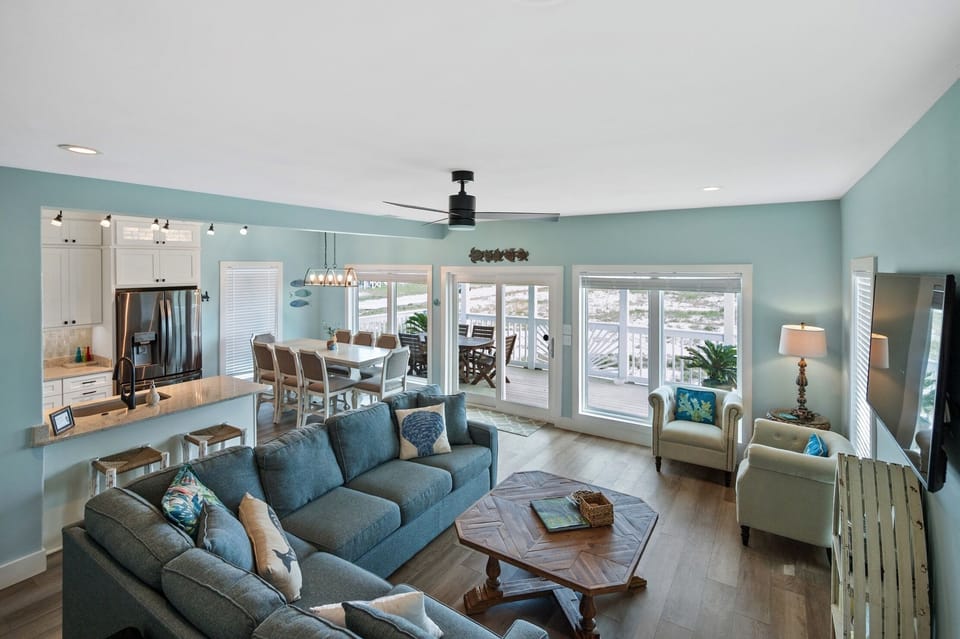 Open living space to cook and relax.