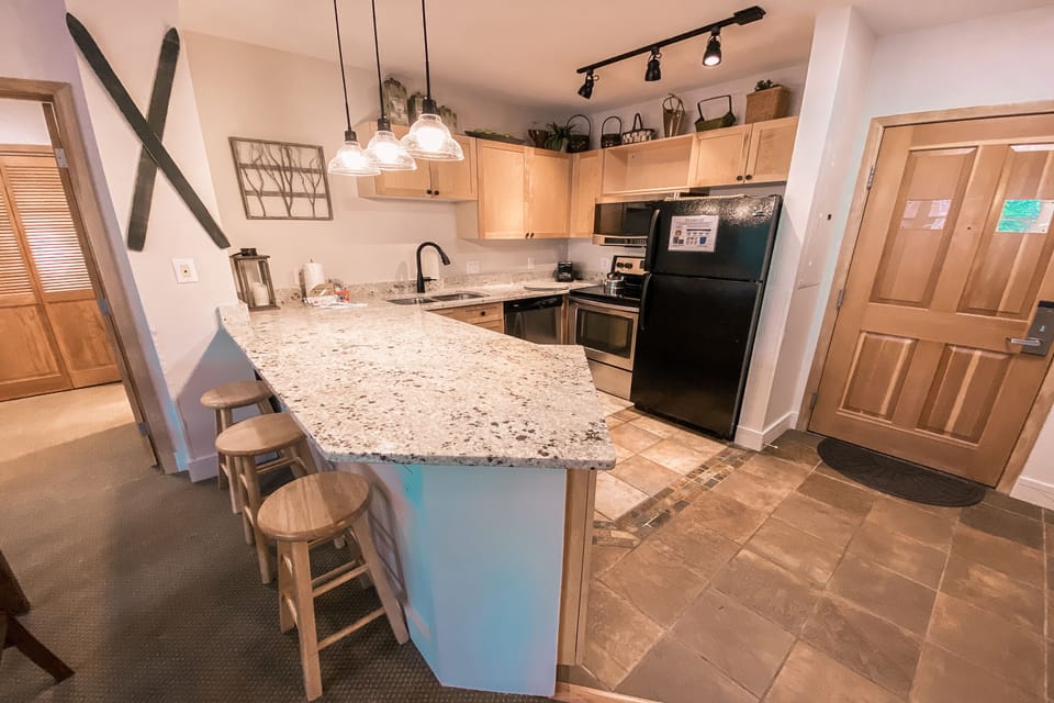 Updated kitchen counters and appliances