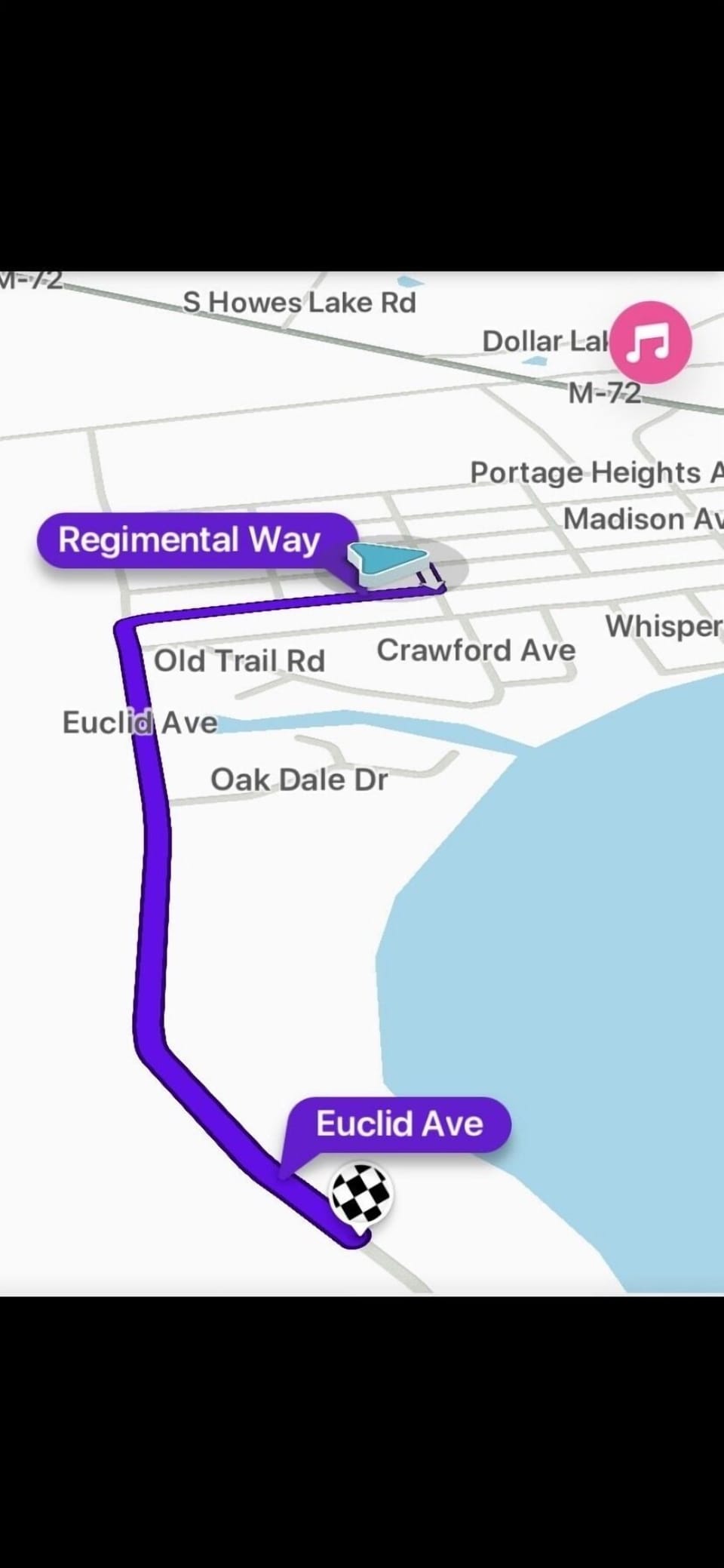 Map to public boat launch on Lake Margrethe 1.7 miles (5 min drive) from cabin