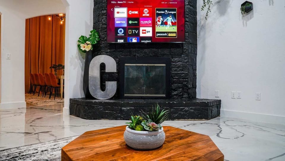 Big HDTV with streaming services for all your entertainment needs. 