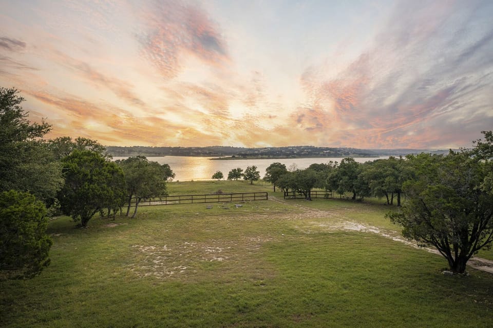 View from upper deck towards Canyon Lake sunset
