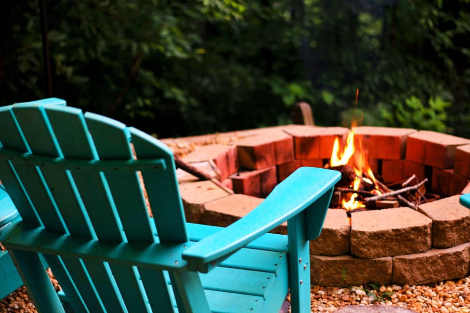 Looking for a fire pit with a view? Sit back and relax in the adirondack chairs