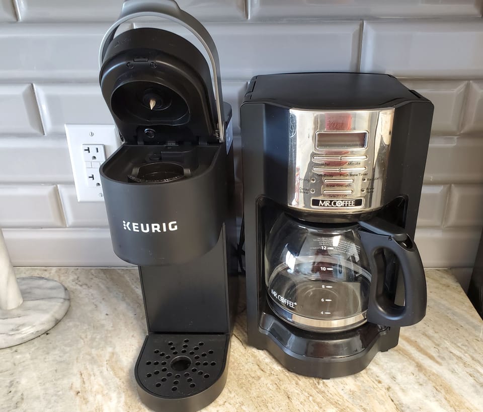 We offer both standard and Keurig coffee makers.