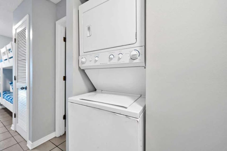 A stackable washer and dryer is offered in the condo. An ironing board & iron are provided for guest use as well.