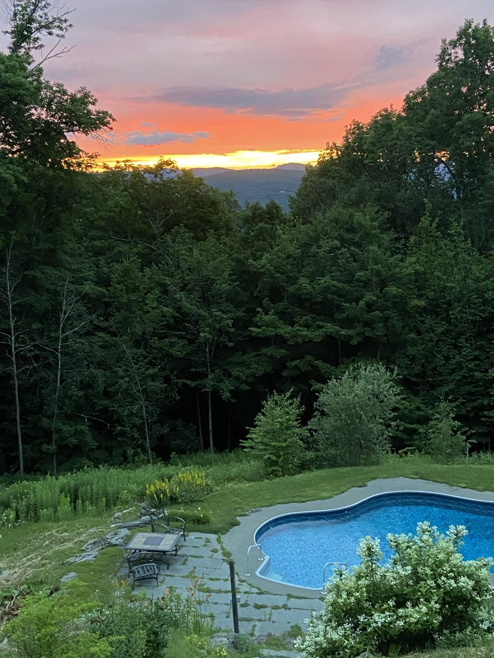 Summer sunset view from deck