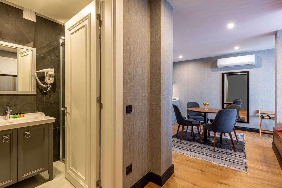 Panoramic Studio Suite, Terrace | Bathroom | Shower, rainfall showerhead, free toiletries, hair dryer
