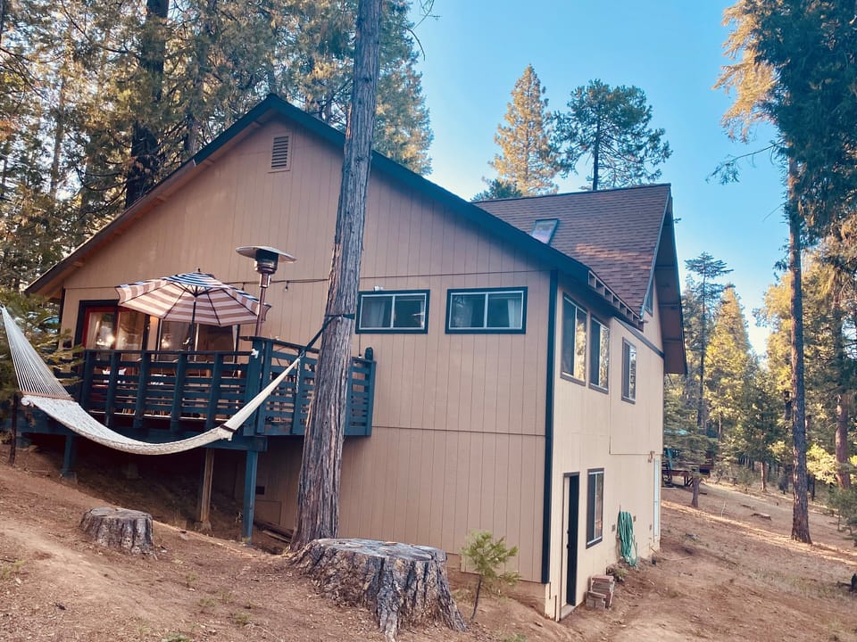 This happy chalet in Blue Lake Springs gets lots of light