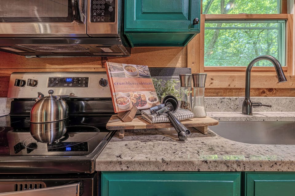 Full stove, real cookware, cook whatever you want.