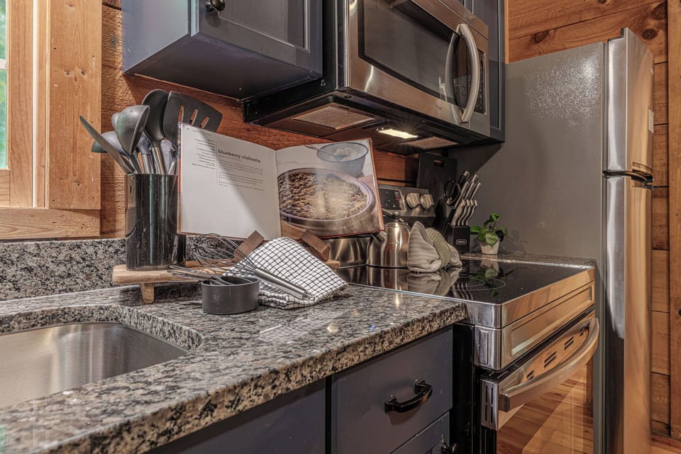 Fully stocked kitchen for real meals, not just snacks.