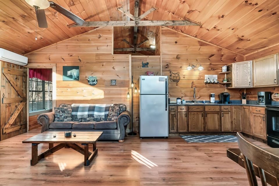 A wide view of your kitchen and living room.
