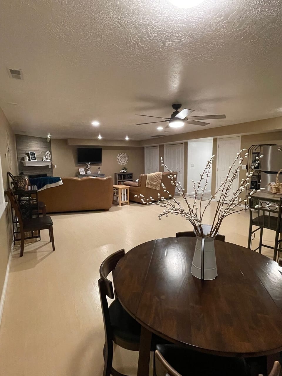 living room, dining area, and kitchen
