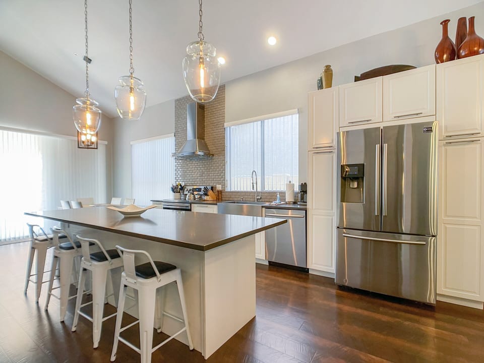 A cook's dream kitchen, wonderfully equipped with everything to make a delicious meal.