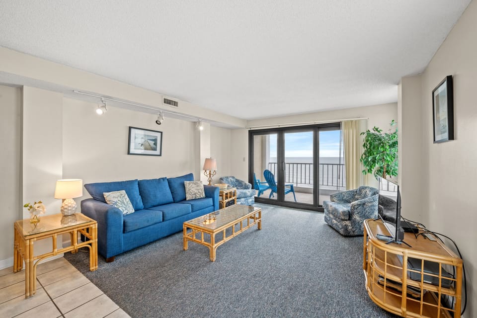 Fabulous ocean views from the living room at Sea Marsh I 704.