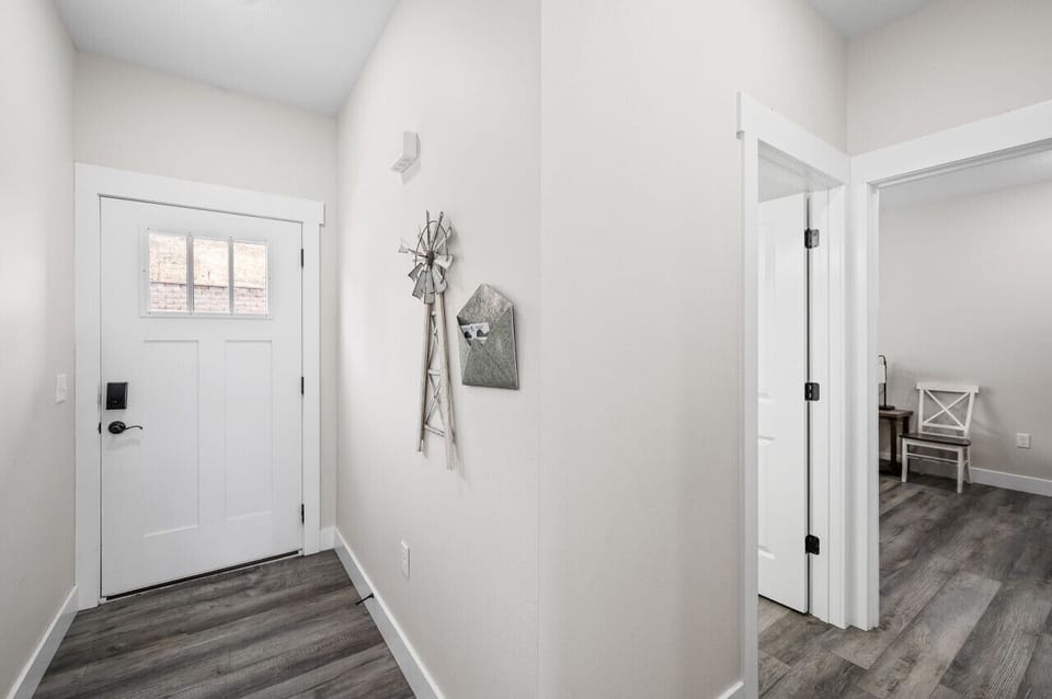 Front door entrance; Main floor King bedroom and bathroom