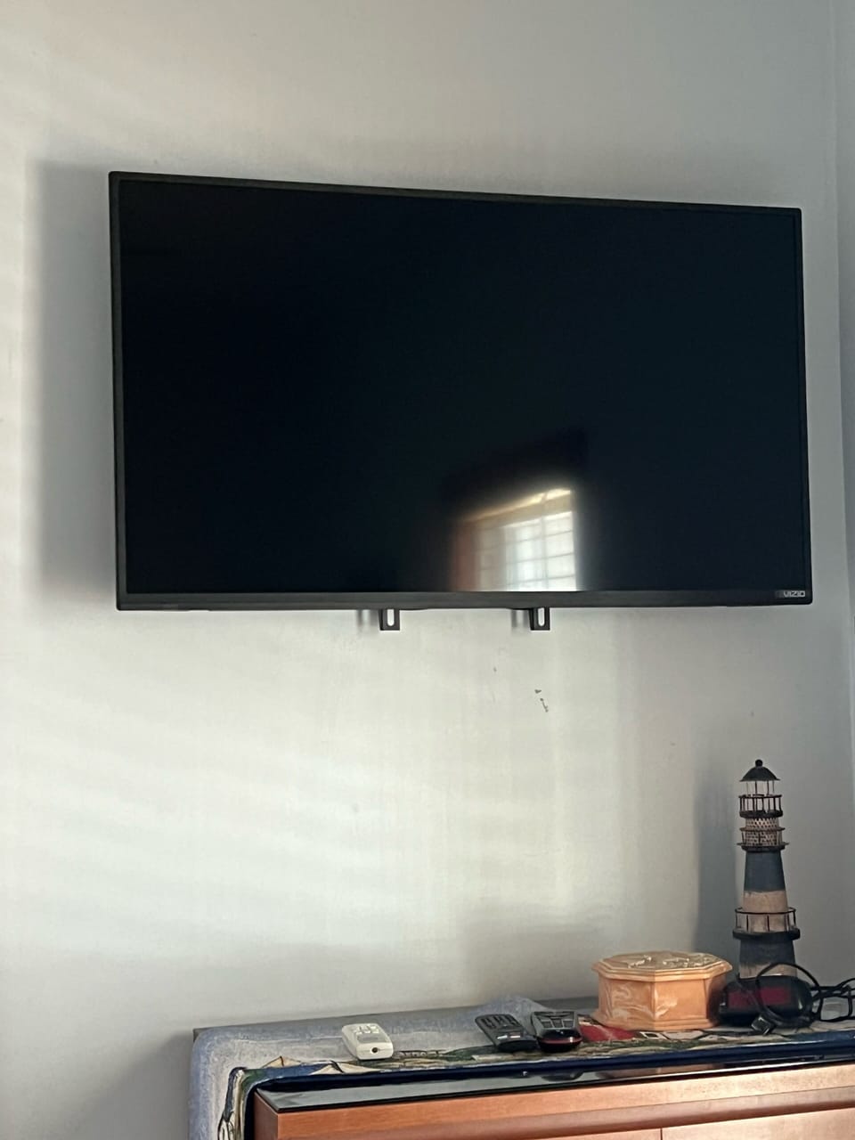 New flat screen smart tv in bedroom.