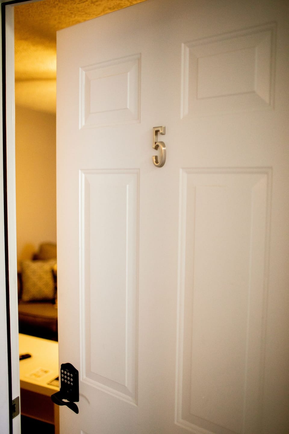 Suite #5 is on the top floor. You will put in a keycode to enter the door. 