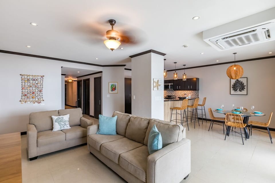 Living room and dining area