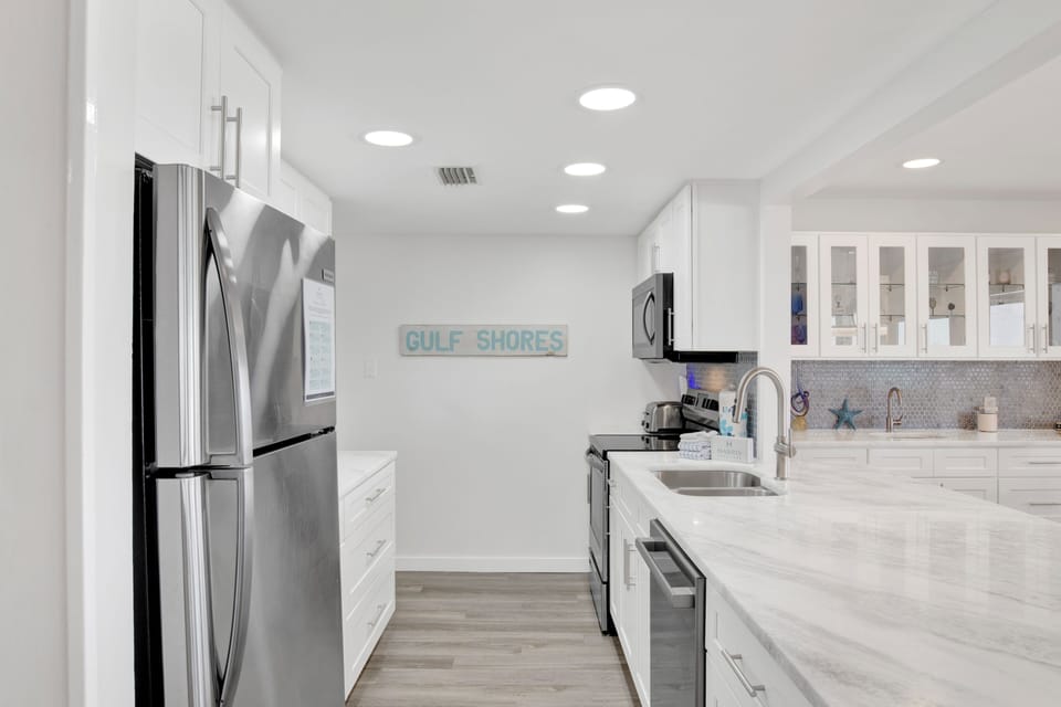 Stone counters and stainless appliances