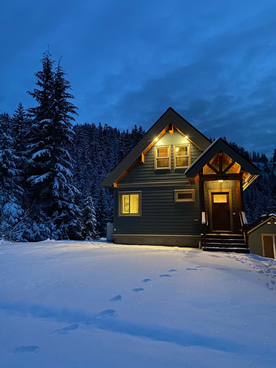 front of the cabin