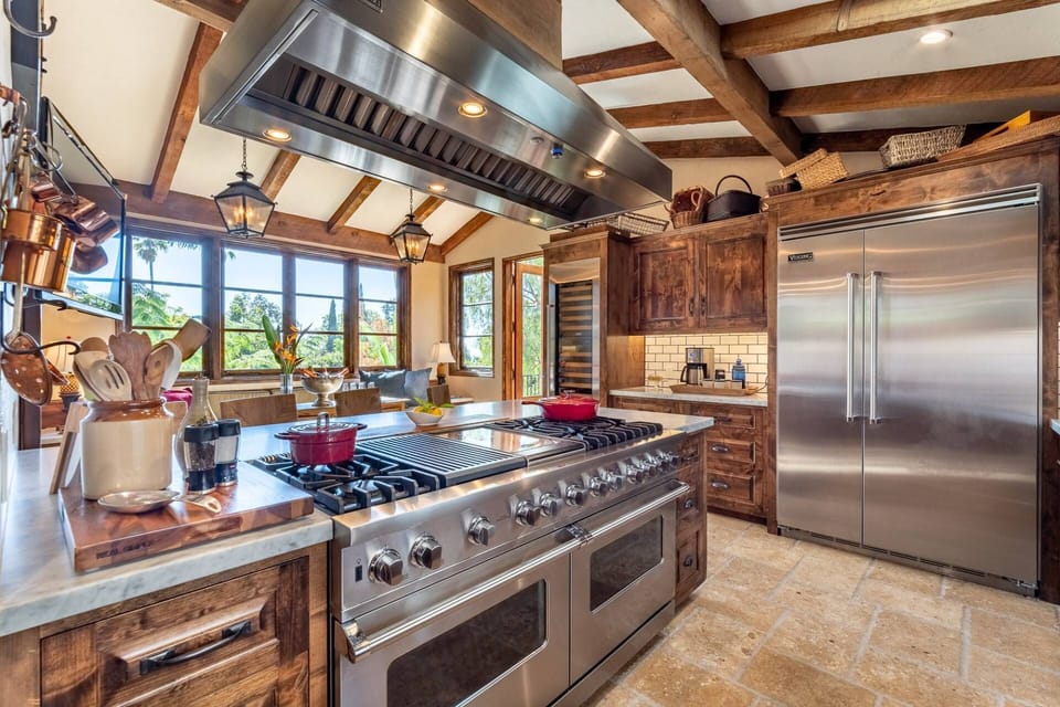 Chef's Dream Kitchen Viking Stainless Steel Appliances, Wine Refrigerator, Subzero Refrigerator, Espresso Machine, Milk Frother etc with Epic Views