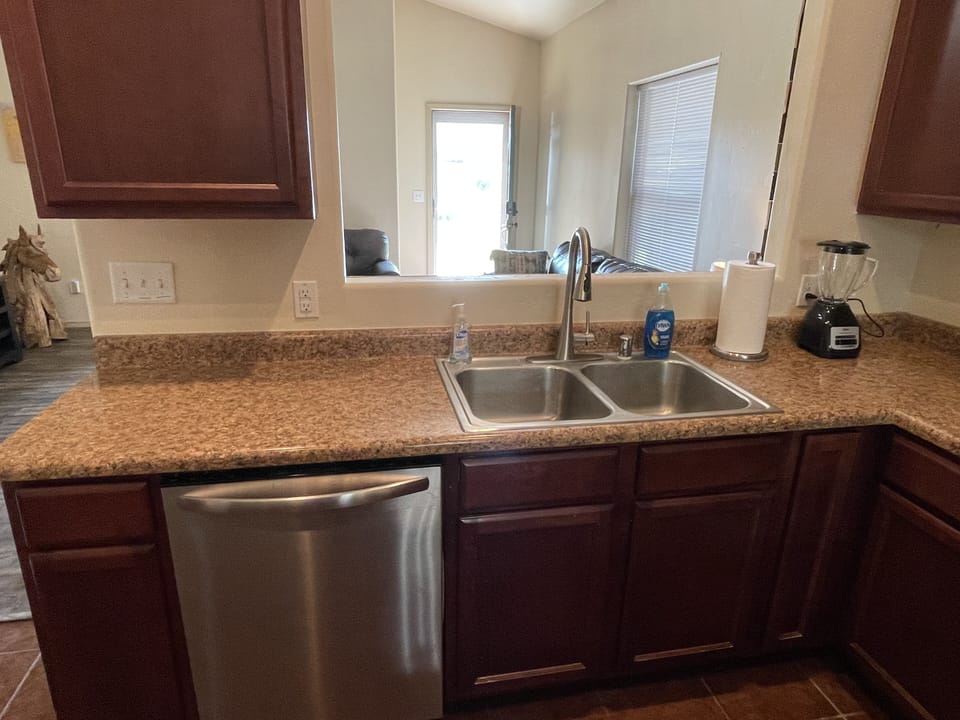 Kitchen overlooking the living room