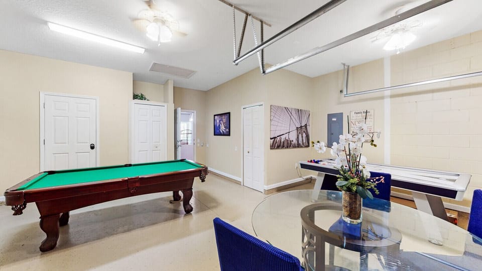 Game Room with pool table, air hockey and foosball