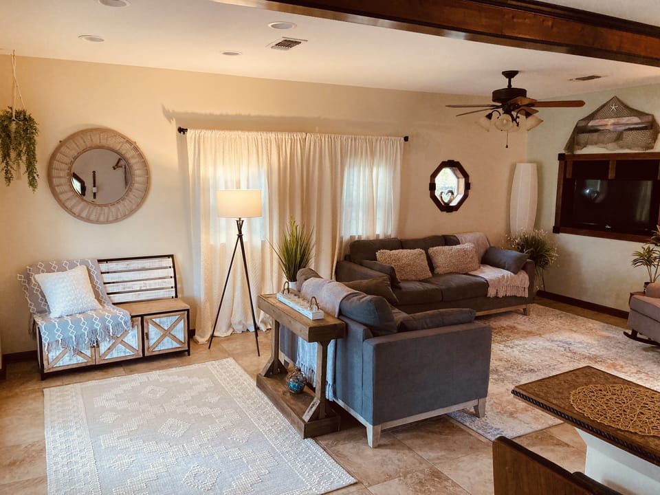 Cozy space with lots of mood lights